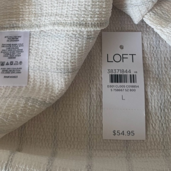 LOFT Dot Stripe Flutter Square Neck Top / Size Large (Never Worn) - Picture 10 of 12